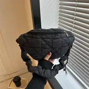 Plain Quilted Belt Bag Black - One Size