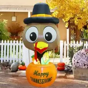 Thanksgiving Turkey Hot Air Balloon Airblown Inflatable Decor LED Autumn Fall