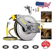Compact Retractable Air Hose Reel - Durable 3/8" x 25ft with 12-Position Lock