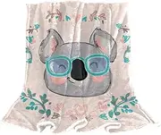 Fleece Blankets Twin Size Lightweight Fuzzy Cozy Soft Blanket for Bed, Sofa, Couch, Travel, Camping, Cartoon Lovely Koala