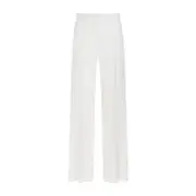 [Valentino] Valentino-Ivory White Virgin Wool Crepe Pants-Donna 40 IT