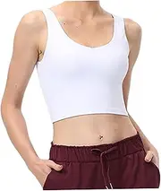 [AZIDWERYQ] Longline Sports Bras, V Neck Built in Bra Sports Bra, Stretchy Quick-Drying Lightweight Breathable Women's Bras for Running Workout Yoga Gym Longline White