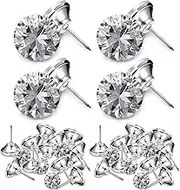 Crystal Upholstery Button 20 mm Crystal Upholstery Nail Crystal Upholstery Tacks Clear Crystal Head Furniture Nail Sofa Button Imitate Diamond Decorative Tack for Furniture Sofa Wall Decor (60 Pieces)