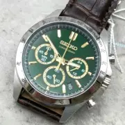 SEIKO Spirit SBTR017 Green Chrono Quartz Leather Band Men Watch in Box New