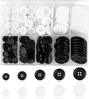 100 Pcs Buttons for Sewing Resin 4-Hole Round Shirt Buttons 5 Sizes Craft Buttons White Black Buttons for Craft Projects and Holiday Decoration