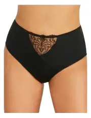 [Nessa] Sonata High Waist Full Cut Brief With Embroidery in Black