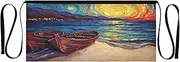 [Joitme] Sunset Boats Orange Aprons for Men with Pockets, Serving Aprons for Waitresses, Womens Aprons, Sunset Boats Orange