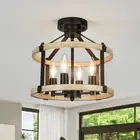 Farmhouse Semi Flush Mount Ceiling Light Fixture, 12.5 Inch 4-Light Rustic Ce...
