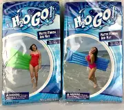 New (2) Air Mats Green & Blue Pool Raft H20 Go Float N Roll Float 72" X 27" Z1