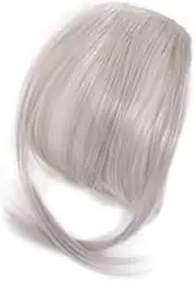 Clip in Bangs for Women 9.8" Natural Clip On Bangs Silver Grey Air Bangs Hair Clip with Invisible Net Breathable Curlable Cuttable Washable Fake Bangs Bangs Hair Clip Fake Bangs Clip on Bangs
