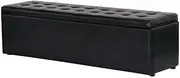 Artiss Storage Ottoman Blanket Box 140cm Leather Black