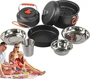 Krujecnt Camping Cooking Set,Lightweight Camping Cookware | Outdoor Camping Cookware Set, Portable Outdoor Cookware for Camping Backpacking Hiking Outdoor