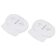 50pcs Plastic Cord Lock 0.2" Double Hole Spring Toggle Stopper Fastener White