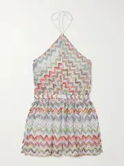 [Missoni] Missoni - Metallic Crochet-knit Halterneck Playsuit - Multi - IT42 IT 42 Multi