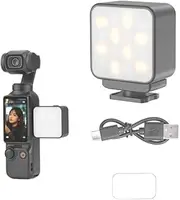 Coyktonty Auxiliary Light,LED Video Light for DJI Osmo Pocket 3/Action 5 Pro/Action 4 3/Gopro Series,Compact Rechargeable 300mAh Type-C 3000k-6500k Color Temperature Adjustable (Black)