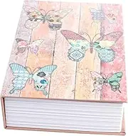 SHINEOFI Simulation Book Safe Box with Coded Lock Metal Security Safe for Money Jewelry Important Documents Decorative Butterflies Pattern Compact Hidden Storage
