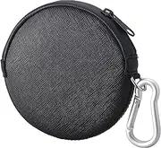 [OneJoy] Mini Round Coin Purse with Clip on, Lightweight Waterproof Zipper Pouch for Earbuds, Keys, Coins, Compact Travel Storage Case for Women & Men [ Black ]