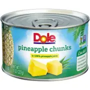 12 Pack Dole Canned Pineapple Chunks in 100% Pineapple Juice, 8 oz, Shelf