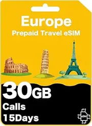 Orange Spain Prepaid eSIM - Unlimited Data in Spain, 30GB EU Roaming, 100 Min Calls, 15 Days Service, 5G Speed