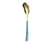 Stainless Steel Spoon Long Handle Dessert Soup Eating Home Kitchen Dinnerware-Green Gold