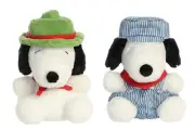 Aurora Peanuts Snoopy 5" Palm Pal Plush Bundle, Train Engineer and Beagle Scout