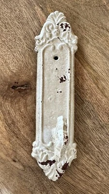Wrought Iron Faux Skeleton Key With Welded Knob Plate. Decorative Hooks.