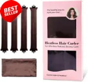 Heatless Hair Curler 5PCS No Heat Rod Headband Hook Sleep Curls Brown
