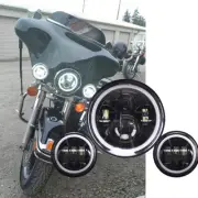 7" Black LED Projector Headlight +Passing Lights Set For Harley Davidson Softail