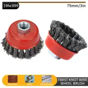 2PC Crew Twist Knot Wire Wheel Cup Brush Set for Drill Angle Grinder Rotary Tool