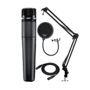 Shure SM57-LC Instrument Mic with Knox Gear Boom Arm Pop Filter and XLR Cable