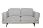 CAMILA 2-SEATER SOFA SETTEE COUCH GREY FABRIC SOLID EUCALYPTUS TIMBER