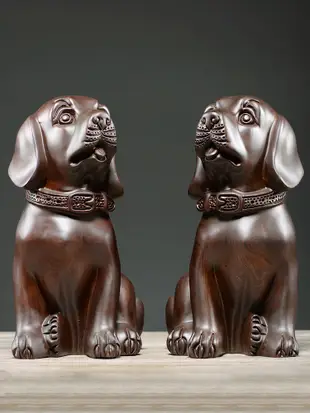黑檀木雕生肖狗擺件 一對家居裝飾品 雕刻工藝品 (1.8折)