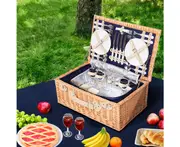 Alfresco 4 Person Picnic Basket Set Insulated Blanket