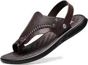 [Dajingkj] Flip Flops for Men Leather Open Toe Thong Sandals Slip-on Indoor Outdoor Beach Flip-flop Sandals Dual-use Design