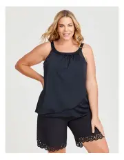 [Taking Shape] Mesh Tulip Style Tankini in Black