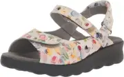 Wolky Pichu Women's Multi/White Open Toe Flat Ankle Strap Sandals, Size EU 42