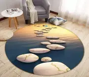 3D Dusk Sea White Pebbles NBC495457 Game Rug Mat Elegant Photo Carpet Mat Romy