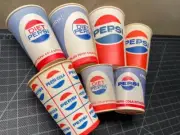 7 Vintage PEPSI Pepsi-Cola SODA 4-12oz PAPER / WAX Soda CUPS dixie NOS Old Stock