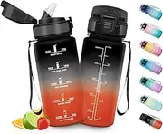 HoneyHolly Children's Water Bottle, 500 ml, BPA-Free Sports Water Bottle, Suitable for Carbonated Drinks, Water Bottle with Straw, Leak-Proof, Black and Red