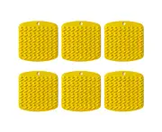 6 Pack Silicone Trivet Mat Hot Pot Holder Driying Mat for Hot Dishes, Hot Pots and Hot Pan, Non Slip Heat Resistant Hot Pads - Yellow