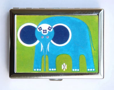 Cigarette Case Blue Elephant Wallet Business Card Holder
