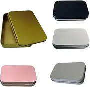 [Tiandiandudu] 5 Pcs Mini Portable Box Containers,Metal Rectangular Empty Hinged Tins,Portable Jewelry Bead Home Organizer With Lid, Tins With Lids Kit For Storage Drawing Pin Jewelry Crafts