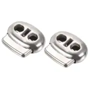 Plastic Cord Locks 25pcs, Double Hole Spring Stop Toggle Stoppers Silver
