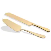 2pc Stanley Rogers Albany Stainless Steel Cake Knife & Server Champagne Gold