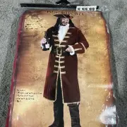 Adult Pirate Captain Costume Hook Morgan Black Heart Buccaneer Movie Mens