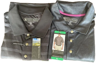 2 Pebble Beach Golf Shirts w/ Tags (U)~ Men's XL~ Quality Design~ $35 for Both