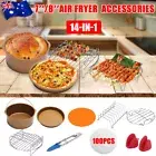 8 inch air fryer accessories 14PCS Pizza Oven Rack BBQ Cake Frying Pan Cage Tray