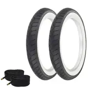 2 PRO+ BICYCLE WIRE BEAD FAT TIRE 20 x 3.00 BLACK/WHITE SLICK RIDER TREAD W/TUBE