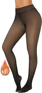 [Miguofan] Fleece Lined Tights Sheer Women Fake Translucent Warm Pantyhose Sheer Leggings Thermal Thick Tights for Winter