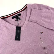 New Mens Tommy Hilfiger Spring Core Plus V-Neck Sweater Sz S Purple NWT Cotton